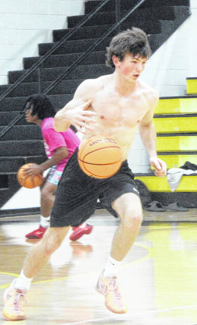 Hobbton senior Joe Corbett leads the charge during drills in one of the programs early practices.
