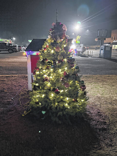 The Garland tree glistens in the night following the lighting ceremony Saturday.