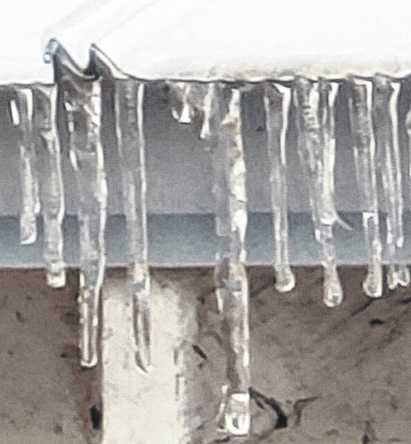Ice was clearly visible along rooflines and on vehicles during this past weekends winter storm. Another storm is forecast for Jan. 31 and Feb. 1, this time with snow in store.
                                 Courtesy photo | Donna Jo Shipp