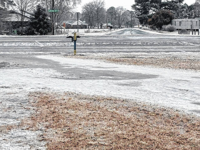 Roads were icy in spots throughout Sampson County during the day on Sunday. This photo was taken off Highway 421 and Hawley Road in the Plainview community.
                                 Courtesy photo | Brad Hardison