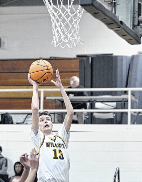 Hobbton JVs Nathan Paschal goes up for two points during Tuesdays contest.
