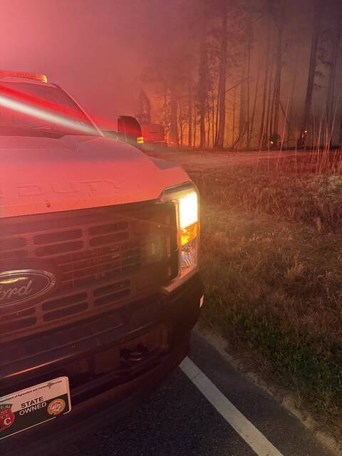 Roseboro Fire Department and the NC Forest Service responded to a grass fire on Sunday near Roseboro Elementary School.
                                 Courtesy photo | Roseboro Fire Department