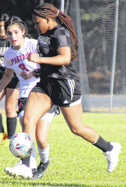 Lakewoods Jamilya Woods making the most of her opportunities on the field as she takes over possession.