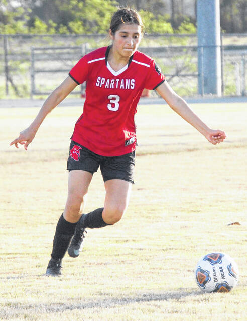 Sophomore Lady Spartan Evelin Alverez recorded a hat-trick in Unions victory over the Lady Vikings.