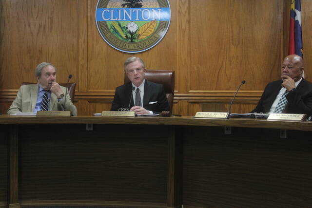 Clinton Mayor Lew Starling addresses the March 30 shooting at Eastover Terrace Apartments at the opening of tonights City Council meeting, noting that city officials will meet with complex managers Wednesday. (Noah Britt|Sampson Independent)
Noah Britt | Sampson Independent