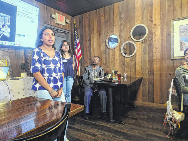 Students from Sampson County Schools, Clinton City Schools and the Sampson Early College talk Monday with Clinton-Sampson Rotarians about their experience attending the Rotary Youth Leadership Awards earlier in the year. The students thanked Rotarians for the opportunity and noted that the experience taught them a lot about preparation, planning, leadership, working together and learning to talk in larger groups. It helped me get out of my comfort zone, said Hobbton Highs Rosalia Morales. Among those presenting were Miguel Sanchez, Graham Dirks and Morales. The noon-day Rotarians joined with the evening club to financially sponsor the weekend leadership trip for the students. Clinton-Sampson Rotarian Brandi Elkin led the selection process.