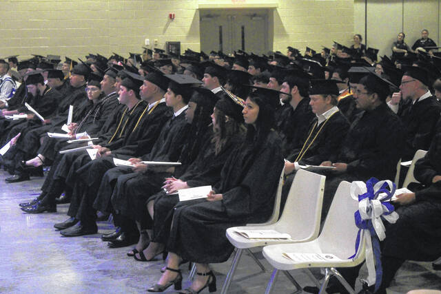 Sampson Community College graduates walk the stage at the Sampson Agri-Exposition Center Thursday night, securing their degrees turning their tassels as graduates. SCCs Class of 2026 is the first of many senior classes graduating in Sampson County this month.