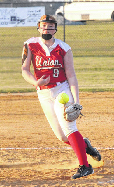 Union graduate Haily Hazelwood hurls a fast pitch during a game this season.