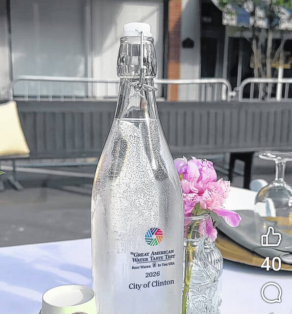 Cool, clear, crisp award-winning City of Clinton water stands ready to quench the thirst of guests at their table. (Courtesy photo)