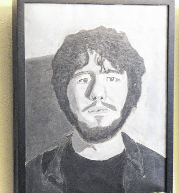 Former Sampson Community College student Nathan Bakers self portrait on display at the Small House.
Trevon McGlone| Sampson Independent