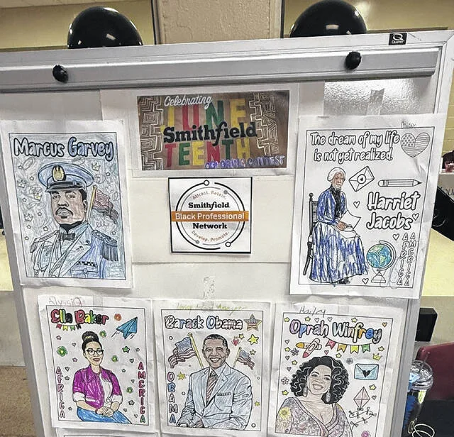 Color portraits of historical African American figures were on display at the Sampson Juneteenth celebration on Friday at the Agri-Exposition Center. Smithfield held a coloring contest, with five of the recipients given prizes for their efforts.
                                 Trevon McGlone | Sampson Independent