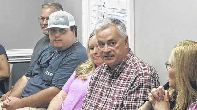 Paul Bell, one of the great-great-grandsons of Archibald Monk, speaks to Newton Grove residents about the Monk House during the towns June board meeting.
                                 Trevon McGlone| Sampson Independent
