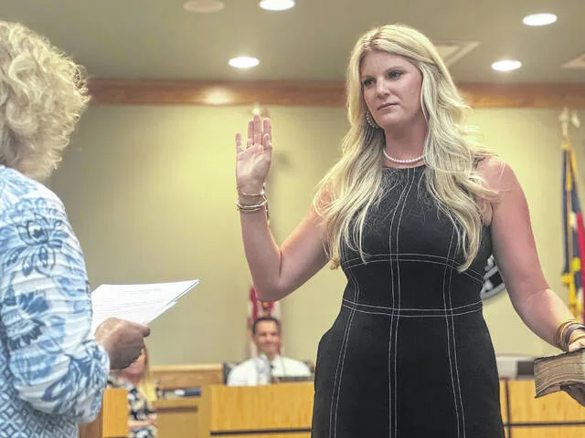 Krystin M. McPhail takes is sworn into her seat on the Sampson County Board of Education Tuesday and said afterward she hopes to provide a voice for staff, students, parents, and the community.