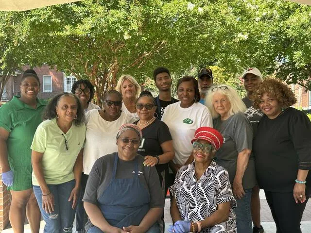 Shirley Jones, front left, along with the volunteers who assisted during Saturdays plate sale that raised money to help her purchase kitchen equipment for the old Sharons Diner, are: Patty Cherry, front right; and second row: Delynn Solice, Pamela Marshall, Floretta Oates, Twijuana Marshall Lennon, Kay Raynor, and Cynthia Cherry-Sankey. Third row: Tyler Wise, Betty Holland, Debbie Roberts, Jeremiah Carr, Larry Newkirk, and Tonya Colwell.
Photos by A. Goodman | Sampson Independent