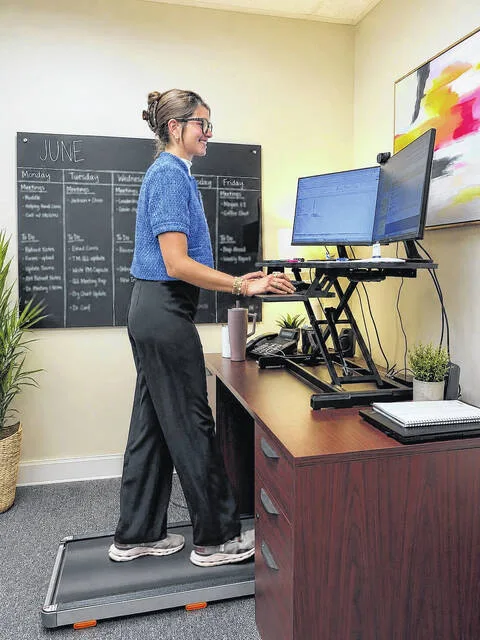 Isabella Ellis, hospital leaders note, inspires fellow employees with her walking pad dedication.