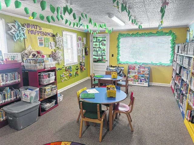 The childrens room of the Garland library branch offers a colorful space for kids of all ages to find books, coloring pages, and other learning activities.