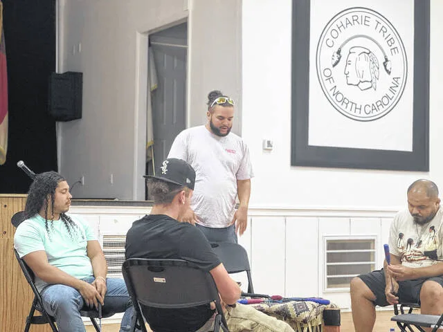Cory Brewington talks about how the style of Southern singing that his drum group, Smokey River Singers, performs originated in the Plains region with the Ponca and the Kiowa tribes.
Dylan Atwood | Sampson Independent