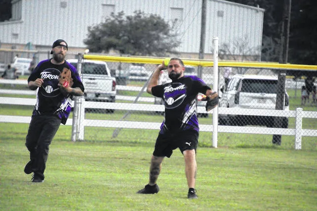 Thrown Togethers Josh Smith makes a throw back towards the bases with his teammate Garrette Garcia ready to help out if needed.
Trevon McGlone | Sampson Independent