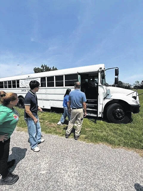 The Schindler-Clinton engagement team arranged for a bus to be stationed at their local site from Aug. 10-14 as part of the industrys back-to-school Spirit Week. Throughout the week, teammates contributed donations for Sampson County Schools, resulting in over 1,200 items collected by the plant. Looking ahead, Schindlers Taylor Hudson said, company officials hope to expand the initiative by inviting all businesses on Industrial Drive to join them in next years Stuff the Bus campaign. Pictured in the photos are: Erika Sloan, Fulfilment supervisor; Andrew Ouyang, Plant Controller; Hudson, HR specialist; Jeanette Kinlaw, HR manager; Maria Skinner, Quality technician; Malissa Ocampo, Electrical Bench assembler; Rashad Davis, Production supervisor; Cody Wirt, Welding inspector; Miguel Duarte, Head of Plant; and Pete Larghe, Production supervisor