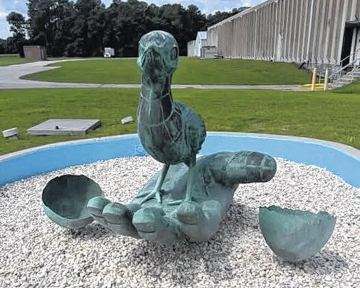 A fountain was installed at the Prestage Farms hatchery and dedicated to Gordon Campbell around eight years ago, the recent Prestage retiree recalled during a recent interview. If you go to the fountain there at the hatchery, the hand thats in the fountain holding the little baby turkey, that is my hand that the artist sculpted, a humbled Campbell said.
Courtesy photo | Prestage Farms, Inc.