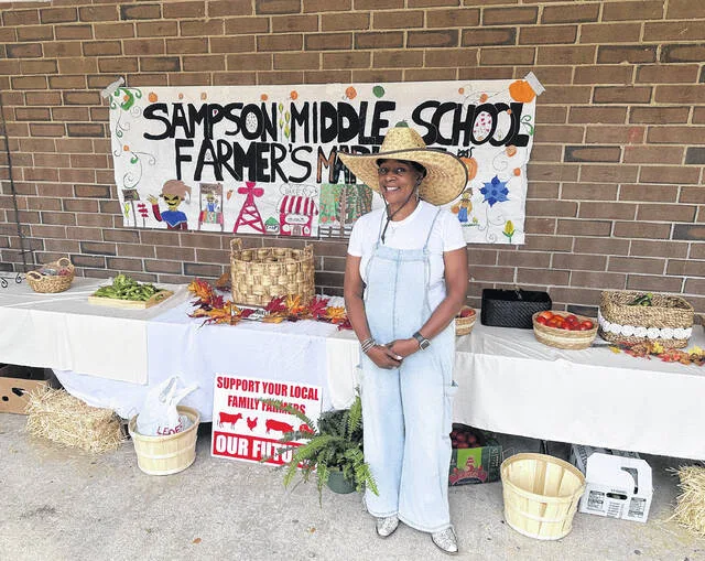 Career and Technical Education teacher Katrina Boykin is committed to showcasing careers to her students, ones that they maybe havent thought about pursuing. August focused on farming, which culminated with a farmers market for the teachers with produce donated by local farm families.
                                 Claire Fox | Sampson Independent