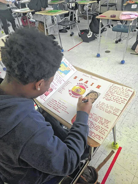 The art supplies Mrs. Yadiraliz Hawkes class was able to get from her classroom wishlist brought eleventh-grader Jamari McNeils international project to life.
                                 Courtesy Photos by LHS Teacher Yadiraliz Hawkes