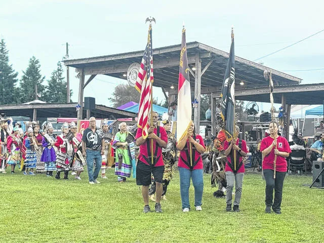 The Grand Entry for the 56th annual Coharie Indian Cultural Pow Wow kicked off the two-day event Friday night, with the posting of the colors starting off the ceremony.
                                 Dylan Atwood | Sampson Independent