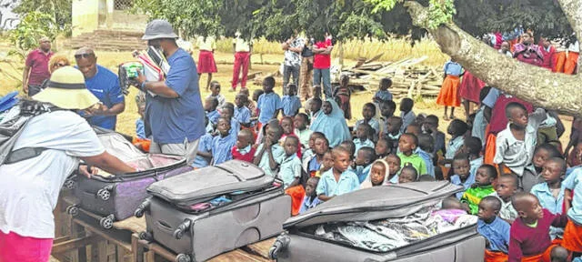 Travelers to Mombasa carry suitcases weighing up to 50 pounds fand illed with clothing, educational materials, and other supplies for students and teachers. The Mombasa Relief Initiative organizes two trips to Mombasa each year to continue its support of local schools and students.
                                 Courtesy photo | Jacqueline Howard