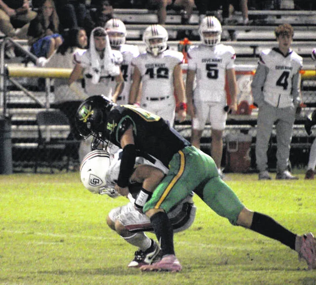 Harrells Lathen Cashwell brings down the Lions quarterback for his first sack of the game.
Trevon McGlone | Sampson Independent