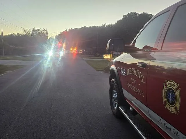 Firefighters from multiple departments provided mutal aid Sunday night, including Herring, which stationed trucks a block away in case additional water was needed to douse the flames.